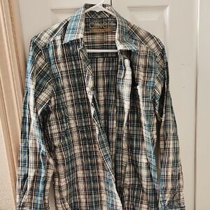 Cinch Blue and White Casual Button Down Shirt